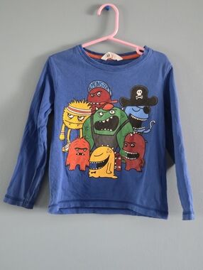 Blue Monster Graphic Long-Sleeve Shirt for Toddlers H&M